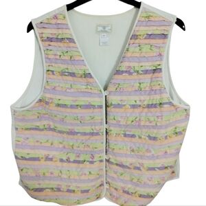Y2k Vtg Susan Bristol‎ Women's 2X Cottagecore Pastel Patchwork Grannycore Vest